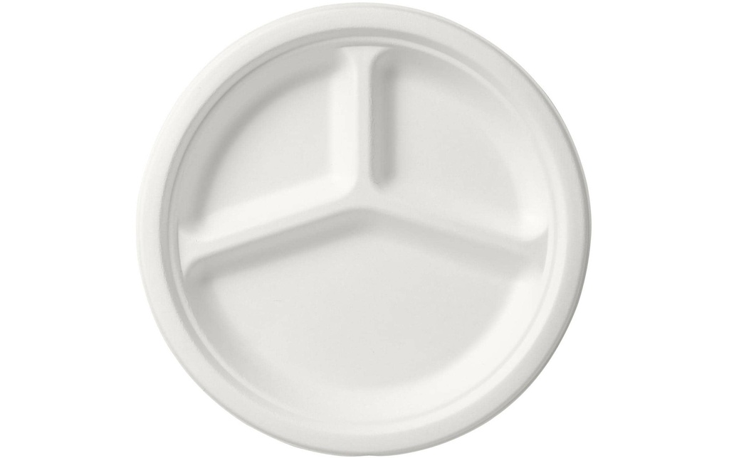 Duni Assiettes jetables avec 3 subdivisions 26 cm, 50 Pièce/s, Blanc