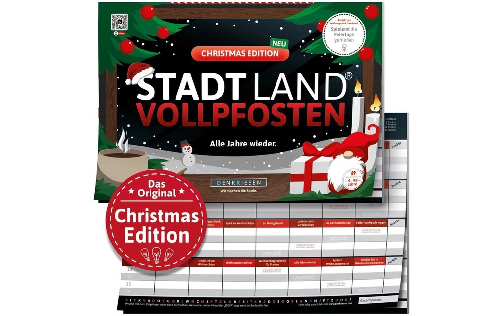 Denkriesen Stadt Land Vollpfosten – A4 Block Christmas Edition (d)