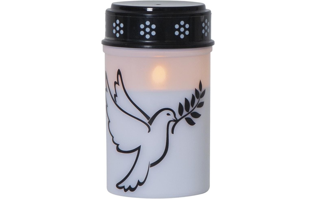 Star Trading Bougie funéraire LED Colombe, Ø 7.5 x 12.5 cm, Blanc