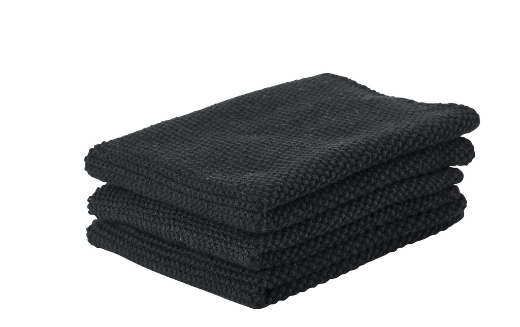 Zone Denmark Torchon à vaisselle 27 cm x 27 cm, 3 Stück, Noir