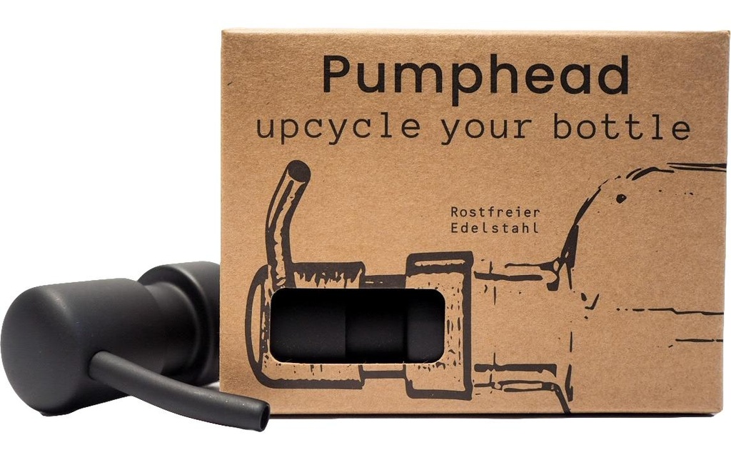 Pumphead Pompe à savon pour bouteilles de boissons en verre Noir