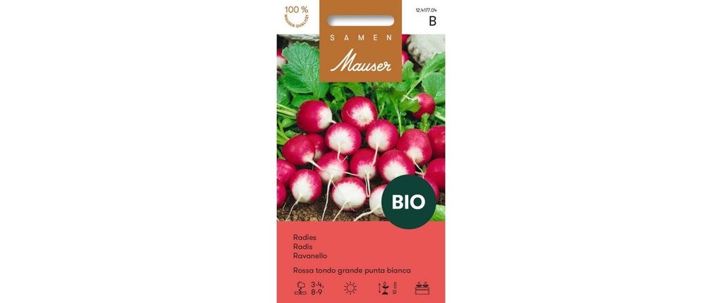 Samen Mauser Semence BIO Radis Rossa tondo a grande punta bianca