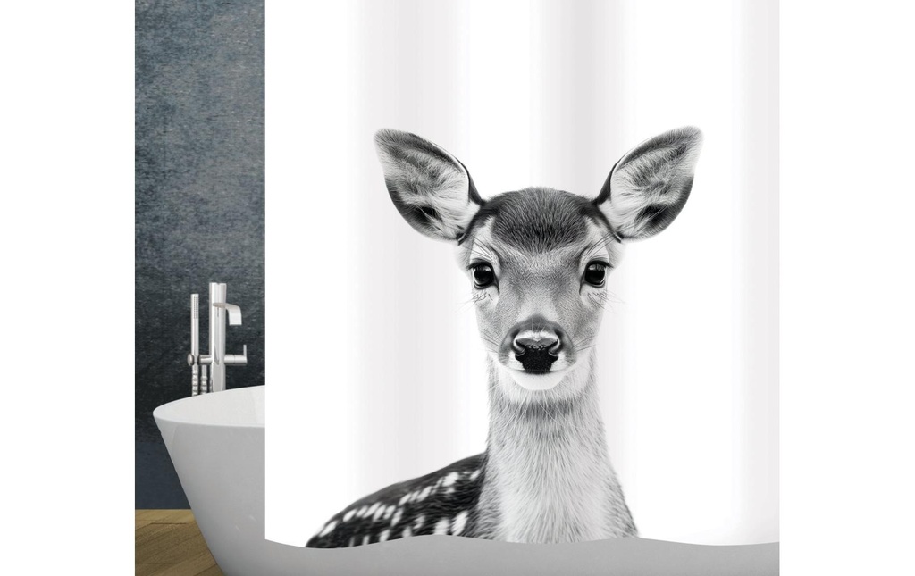 diaqua® Rideau de douche Bambi 180 x 180 cm, Gris/Blanc