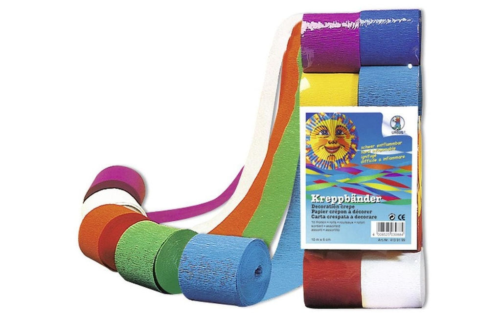 URSUS Papier crêpe Bandes de crêpe 10 rouleaux
