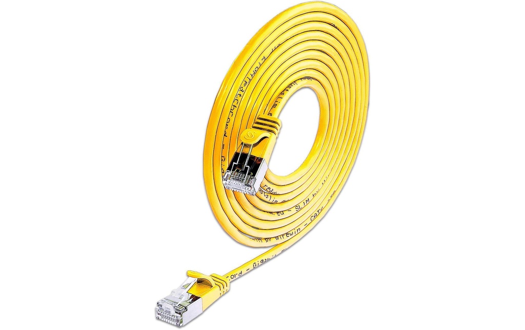 SLIM Câble patch slim RJ-45 - RJ-45, Cat 6, U/FTP, 7.5 m, Jaune