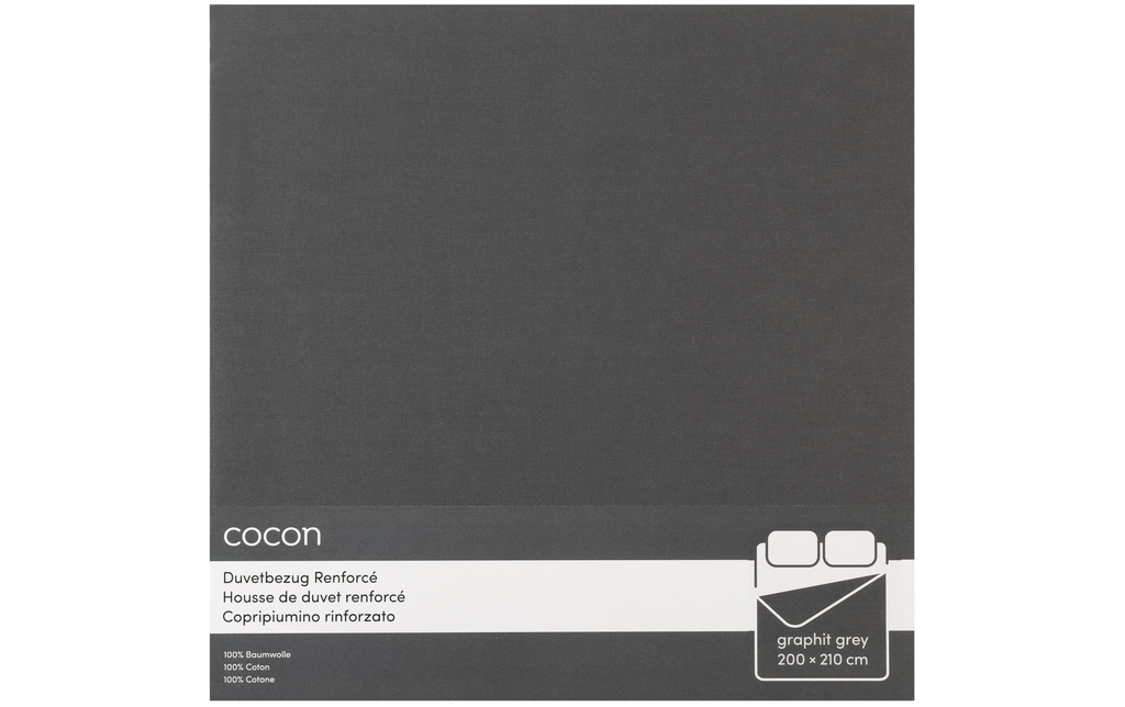 COCON Housse de duvet Renforcé 200 x 210 cm, Graphite