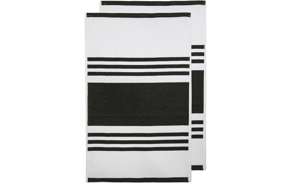 Ladelle Torchon pour la vaisselle Lennox 50 x 70 cm, 2 pièces, noir/blanc