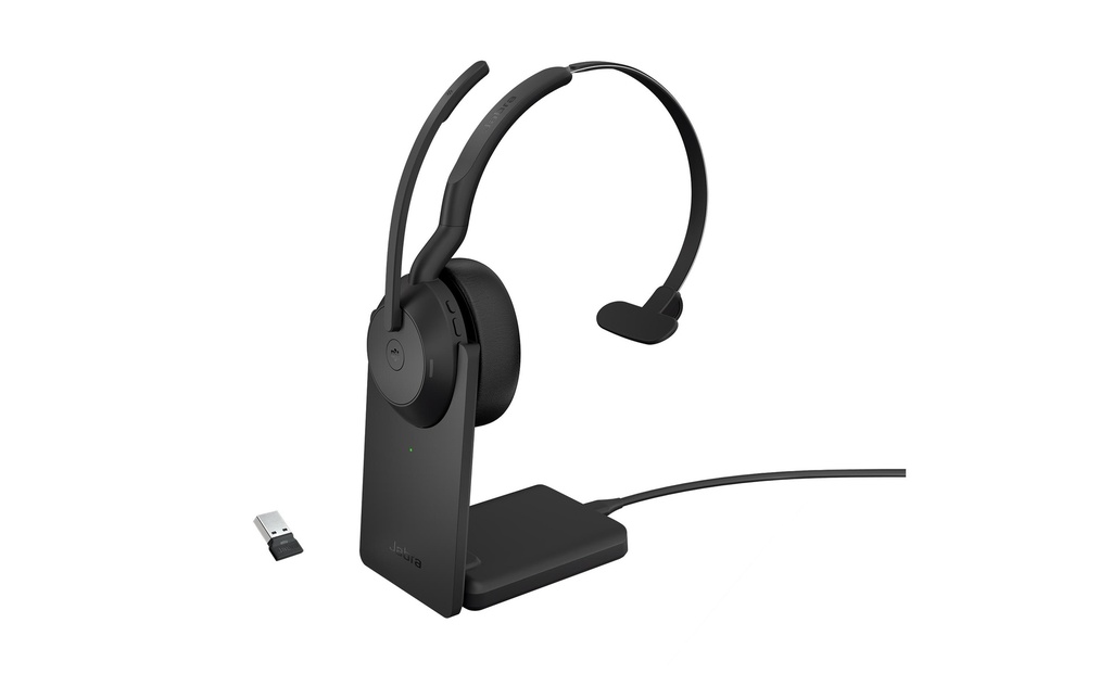 Jabra Casque avec micro Evolve2 55 Mono MS, USB-A, station de chargement incluse