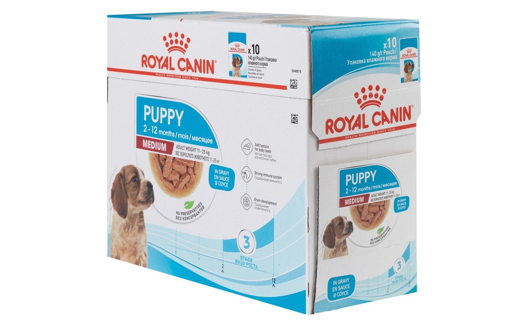 Royal Canin Alimentation humide Health Nutrition Medium Puppy Sauce, 10 x 140 g