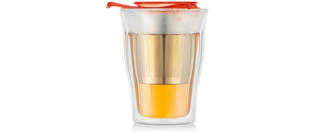 Bodum Copenhagen Set Verre à double paroi 350 ml, Corail vif