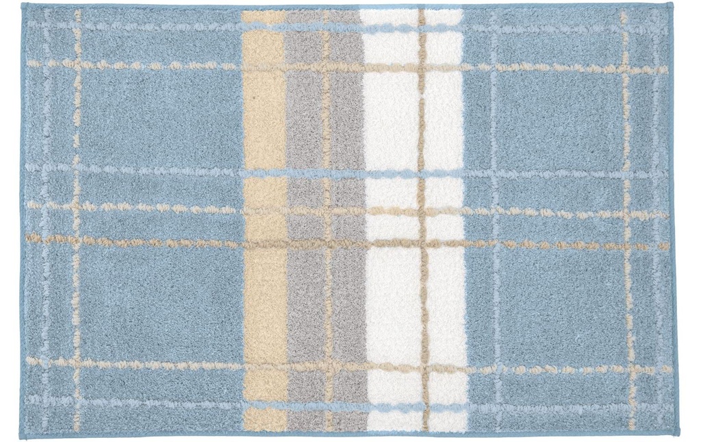 Kleine Wolke Tapis de bain Kara 60 x 90 cm, Blanc/Bleu acier