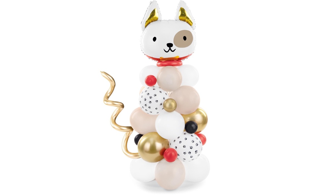 Partydeco Ballon de baudruche Chien Doré/Blanc, 83 x 140 cm, 13 pièces