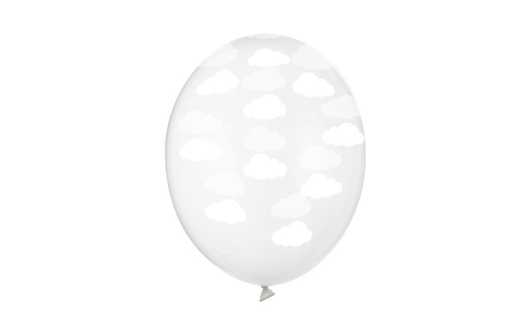 Partydeco Ballon de baudruche Nuages Transparent/Blanc Ø 30 cm, 6 pièces