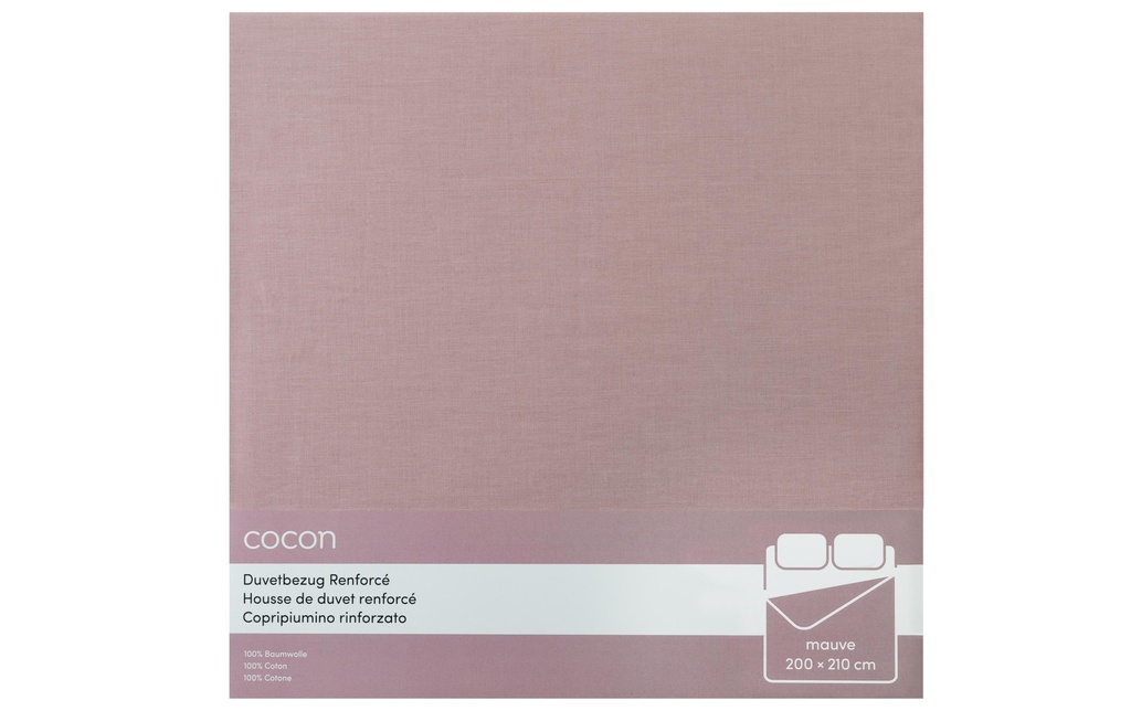 COCON Housse de duvet Renforcé 200 x 210 cm, Mauve