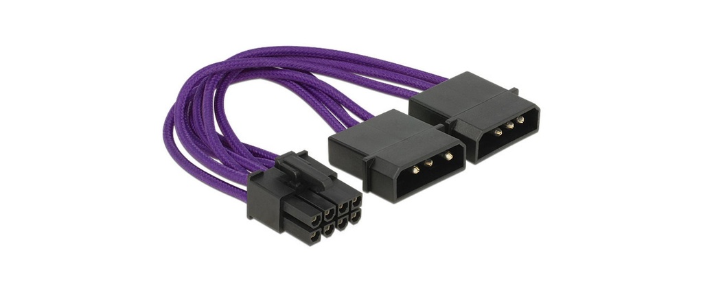 Delock Adaptateur électrique 2x Molex vers 8Pin pour carte graphique, 15 cm
