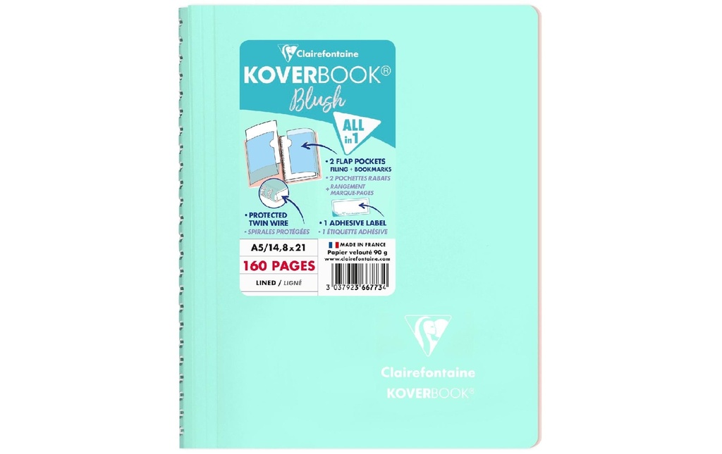 Clairefontaine Bloc-notes Blush A5, ligné, menthe