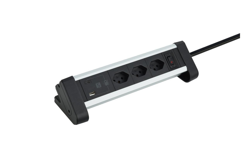 Schönenberger Bloc multiprises 3 x T13, 1 x USB-A, 1 x USB-C 3 m