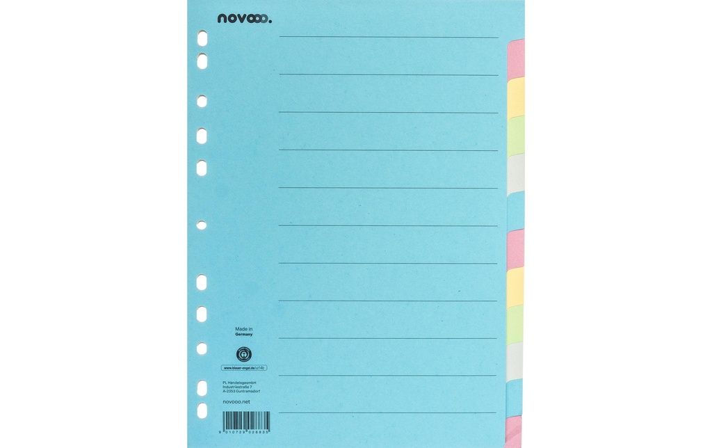 novooo. Registre A4, 1 rangée, 12 onglets Coloré