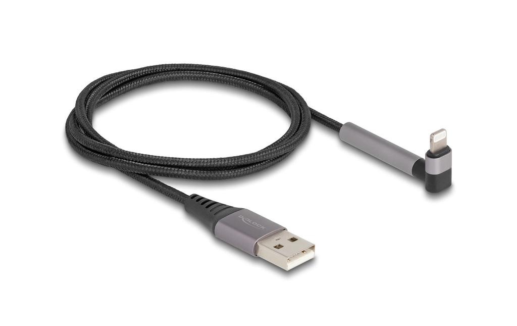 Delock Câble USB 2.0 coudé avec fonction de support USB-A - Lightning 1.5 m