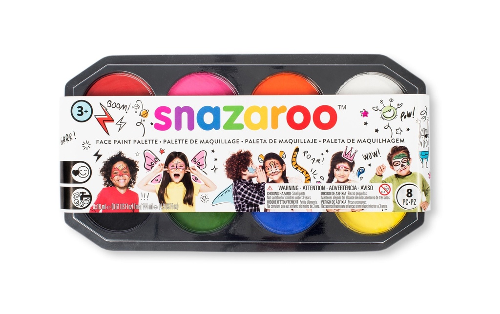 Snazaroo Accessoire Palette de maquillage Jumbo, 8 x 18 ml