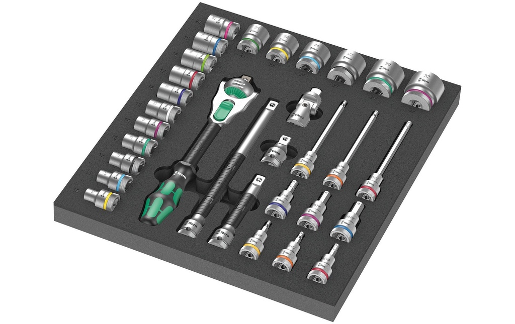 Wera Jeu de cliquets 8000 C Zyklop 9722 Insert en mousse, 31 pièces
