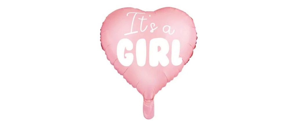 Partydeco Ballon en aluminium Its a girl Blanc/Rose Cœur