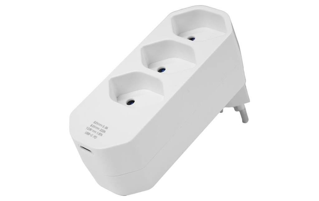 STEFFEN Connecteur multiple 3 x T13, pivotant 320°, blanc