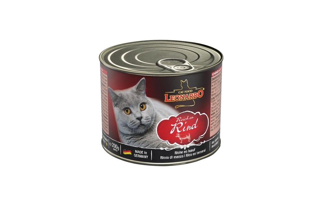 Leonardo Cat Food Alimentation humide Riche en bœuf, 200 g