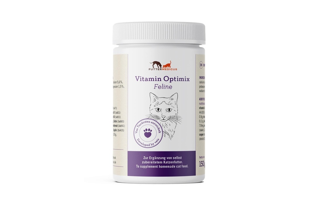 Futtermedicus Compléments alimentaires pour chats Optimix de vitamines pour chats, 150 g