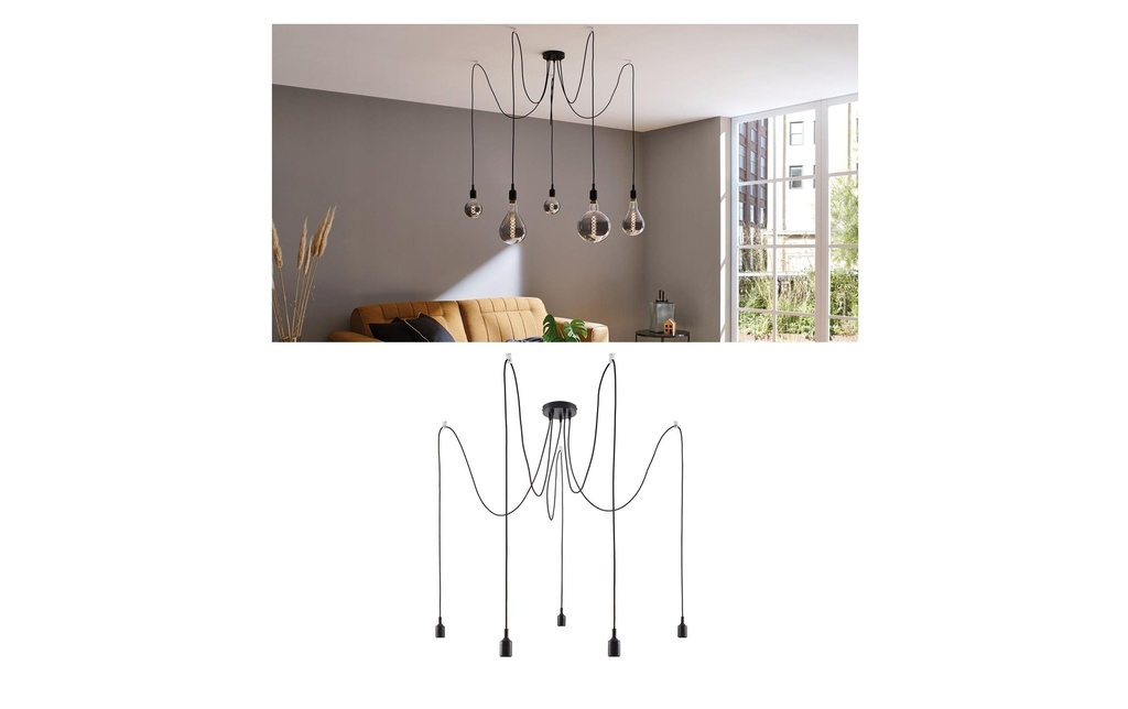 Paulmann Lampe suspendue Neordic Ketil 5-lampes, E27 Noir
