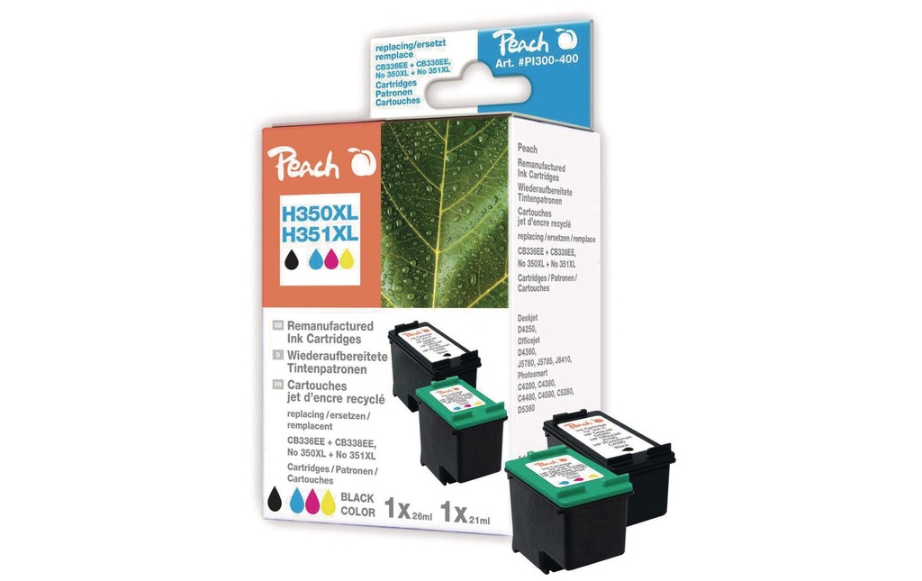 Peach Kits d’encre HP Nr. 350XL (CB336EE/CB338EE) BK, C, M, Y