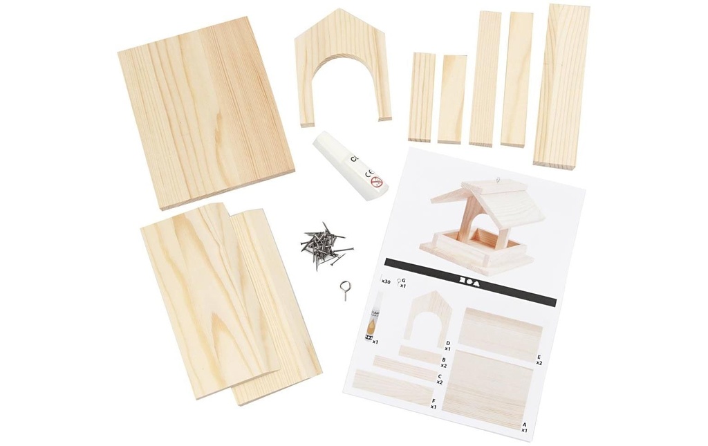 Creativ Company Article en bois Set de mangeoires pour oiseaux 14.5 x 11.5 x 12.5 cm
