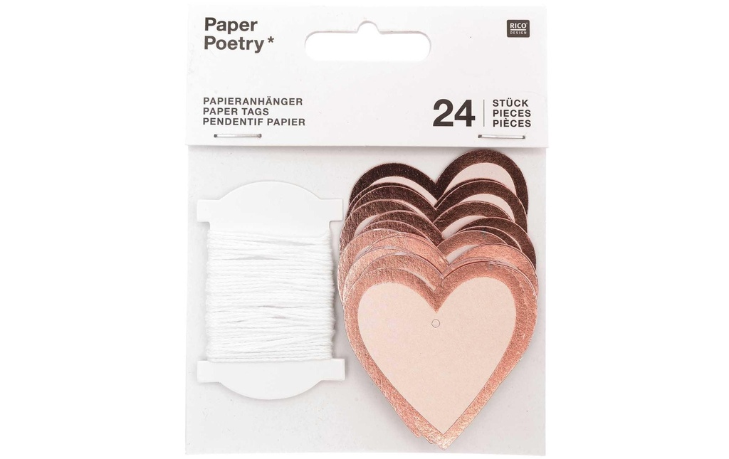 Rico Design Étiquette pour cadeau Coeur 24 Pièce/s, Rose