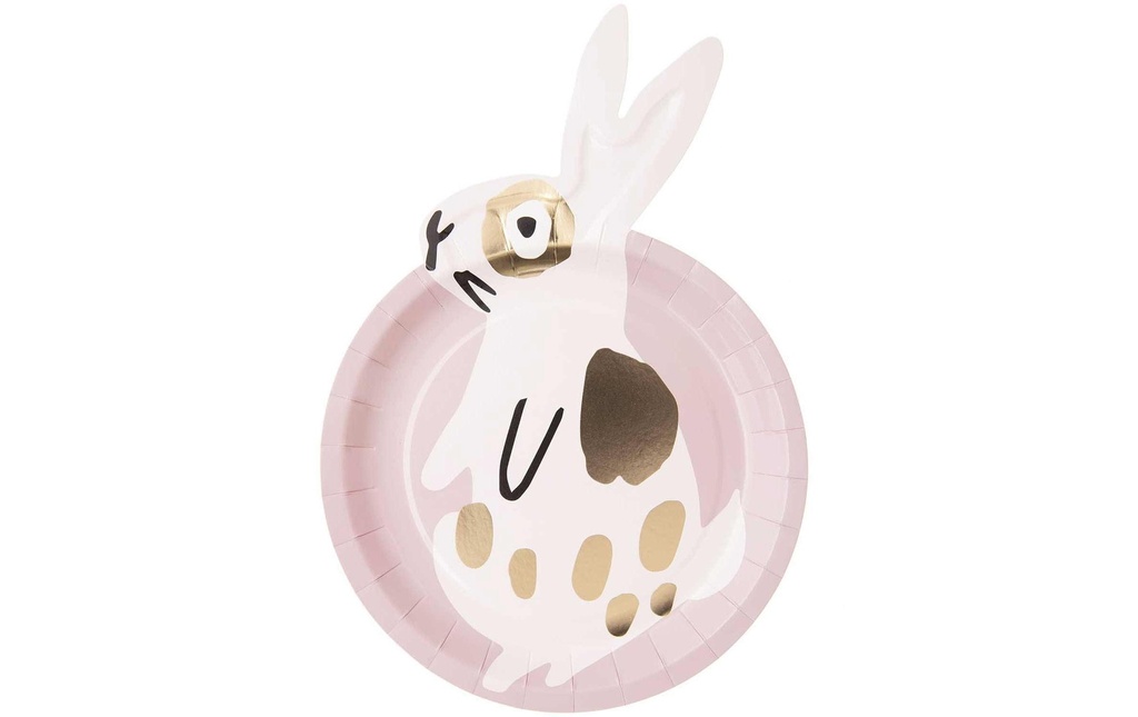 Rico Design Assiette Lapin, Rose/Or, 12 pièces