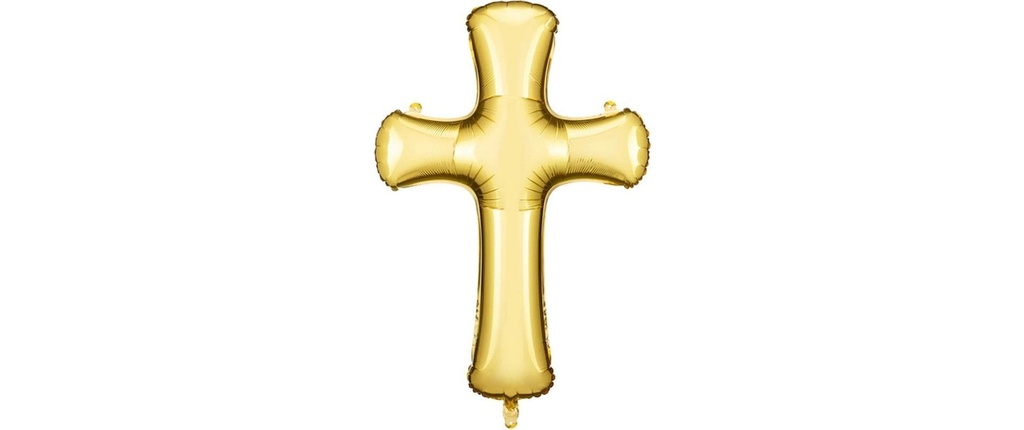 Partydeco Ballon en aluminium Croix Or, 103.5 x 74.5 cm