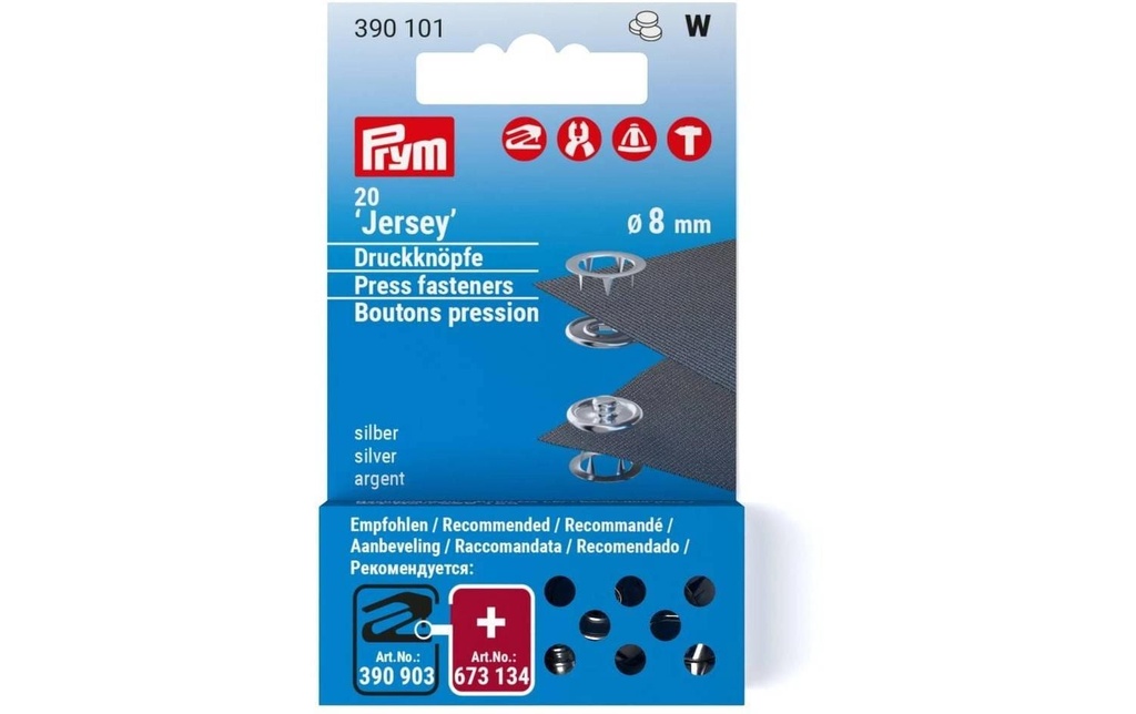 Prym Bouton Jersey 20 pièces, argent