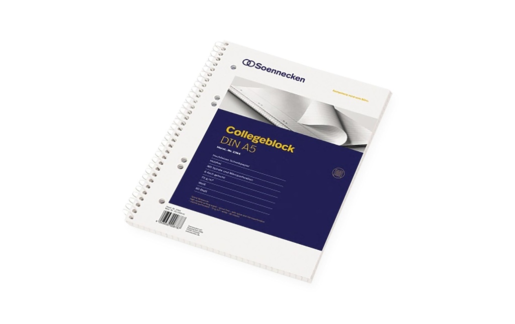 Soennecken Carnet de notes Bloc collégial A5, ligné, 80 feuilles