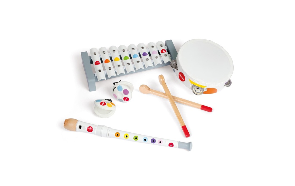 Janod Instrument de musique Set de musique Confetti 4 pièces
