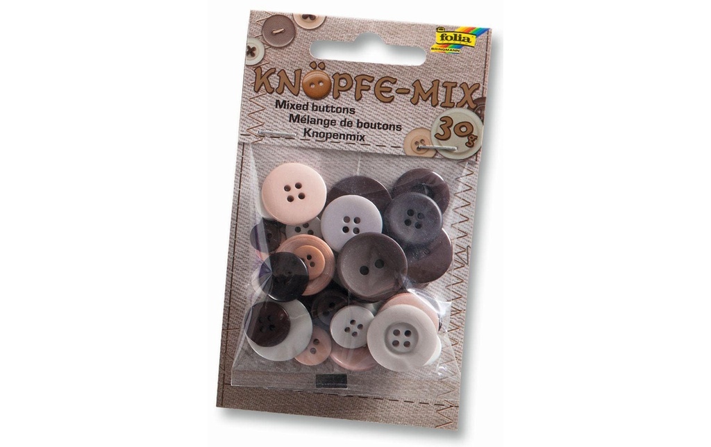Folia Boutons mixtes ton sur ton, marron