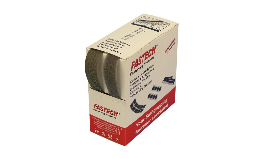 FASTECH Boîte de bande auto-agrippante Gris foncé