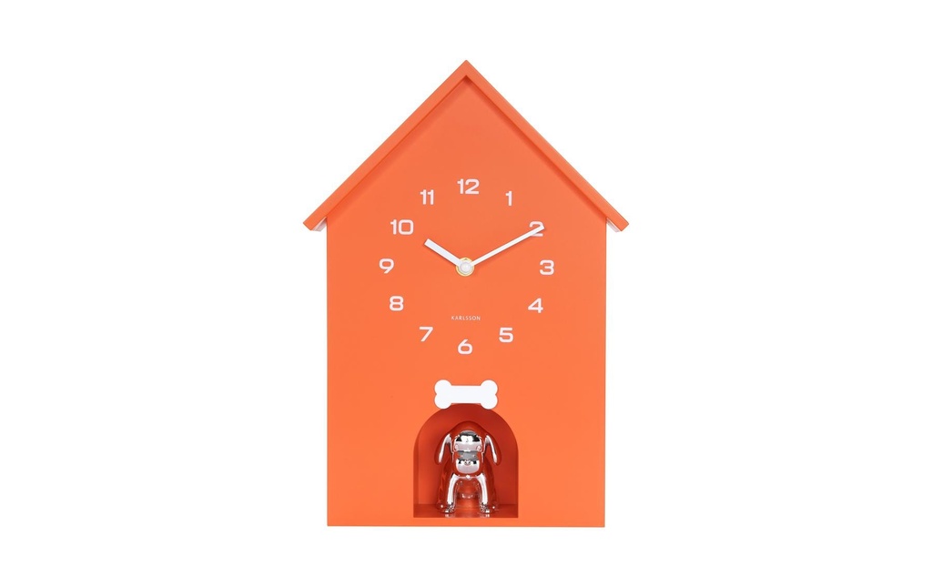 KARLSSON Horloge murale Wall clock Dog House Bright Orange