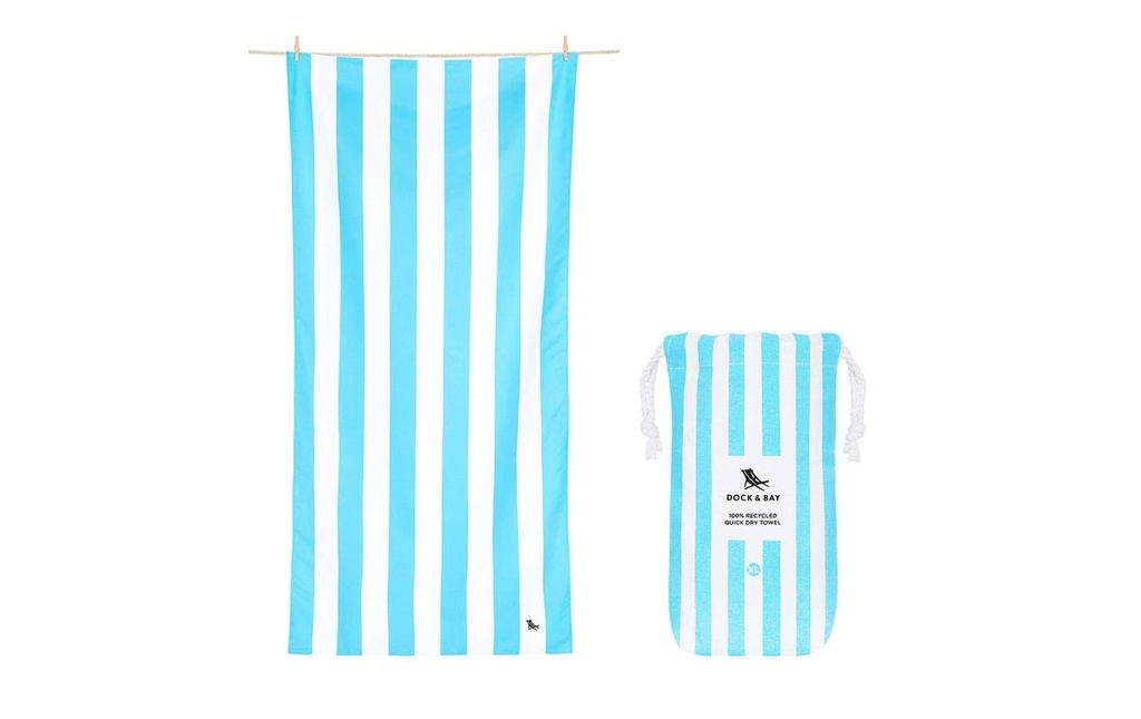 Dock & Bay Serviette de plage Cabana XL, Blanc, Bleu clair