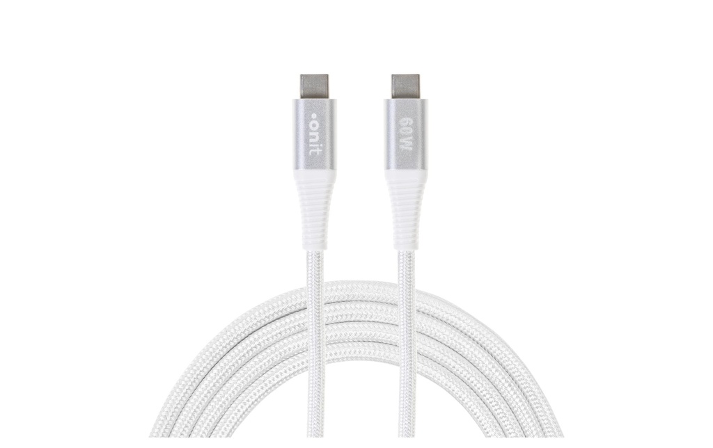 onit Câble USB 3.0 60 W, USB-C - USB-C, 0.1 m, Blanc