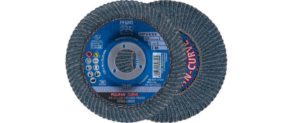 Pferd Disques à lamelles Polifan corindon zirconien PFR 125 x 22.23 mm L Z40