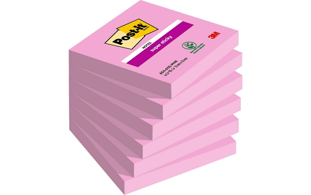 Post-it Fiche de bloc-notes Super Sticky Rose tropical 76 x 76 mm