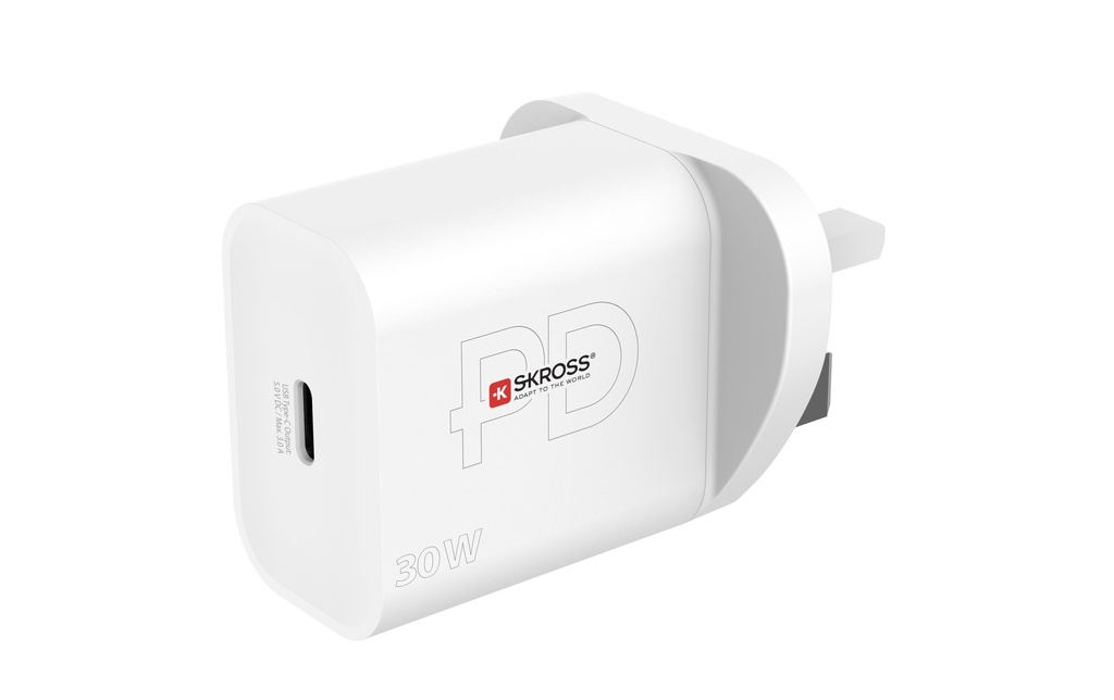 SKROSS Chargeur mural USB USB-C Power Delivery, UK, 30 W, Blanc
