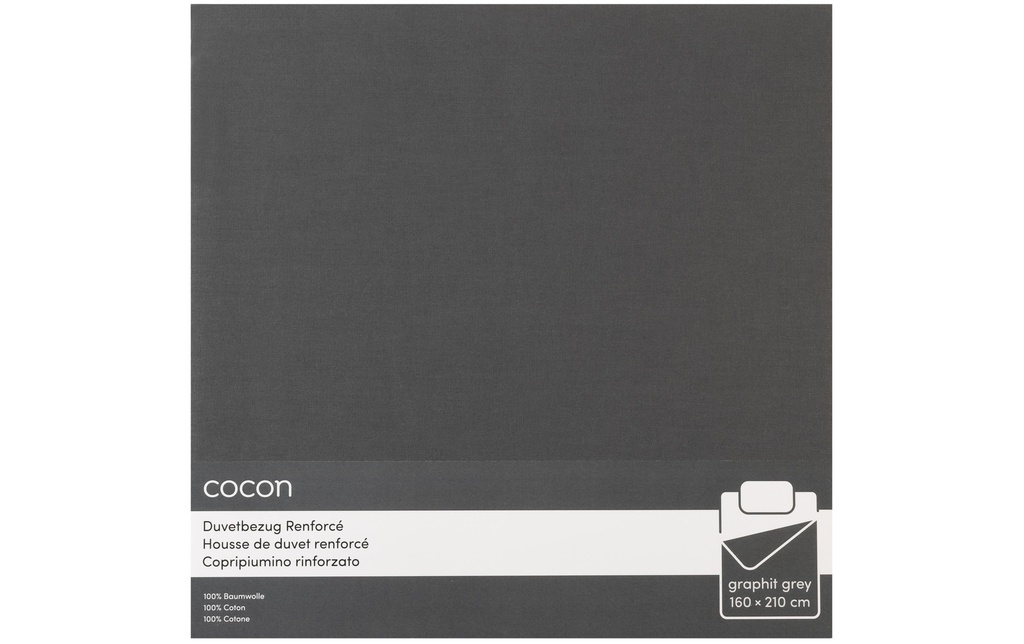 COCON Housse de duvet Renforcé 160 x 210 cm, Graphite