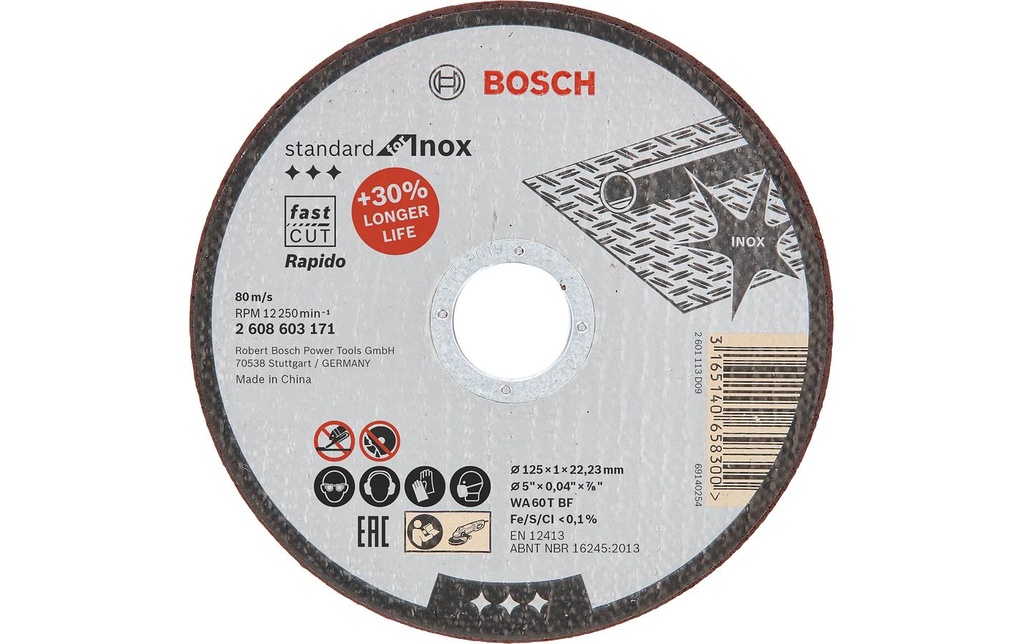 Bosch Professional Disque à trancher droit Standard for Inox, 125 x 1 mm