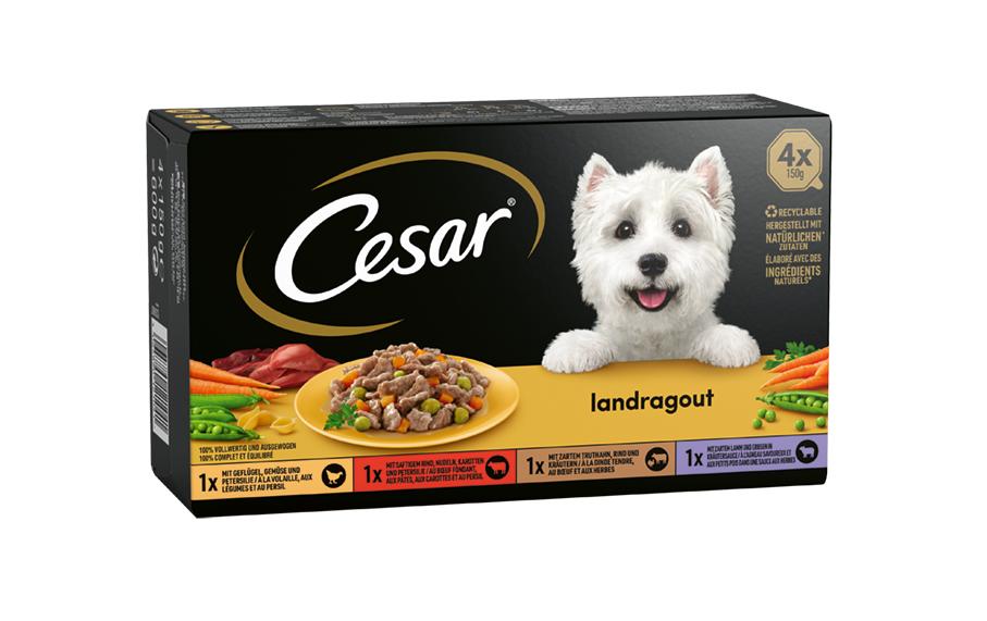 Cesar Alimentation humide Cuisine de terroir Diversité Sauce 4 x 150 g