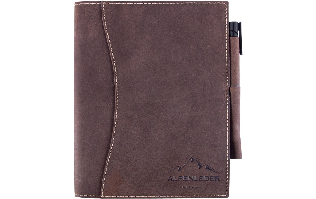 Alpenleder Bloc-notes Schiller A5, ligné, cuir de buffle brun